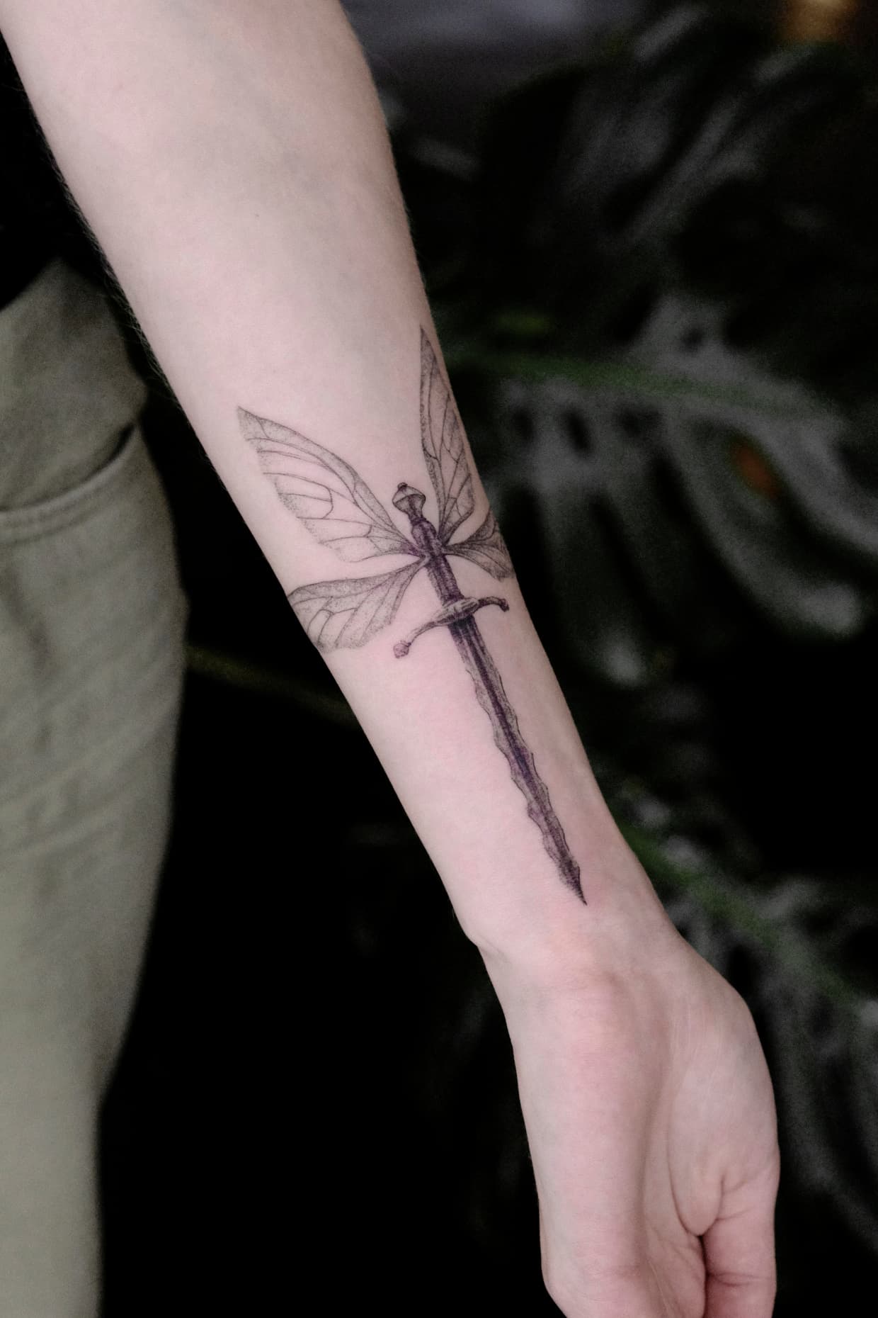 Tattoo by Jak Rapmund - forearm Winged Dagger